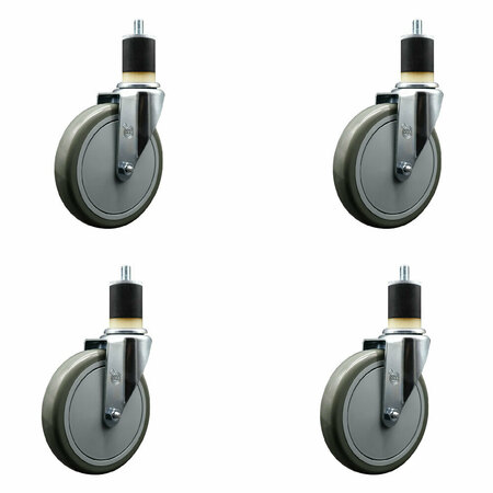 SERVICE CASTER 6'' Gray Poly Wheel Swivel 1-7/8'' Expanding Stem Caster Set, 4PK SCC-EX20S614-PPUB-178-4